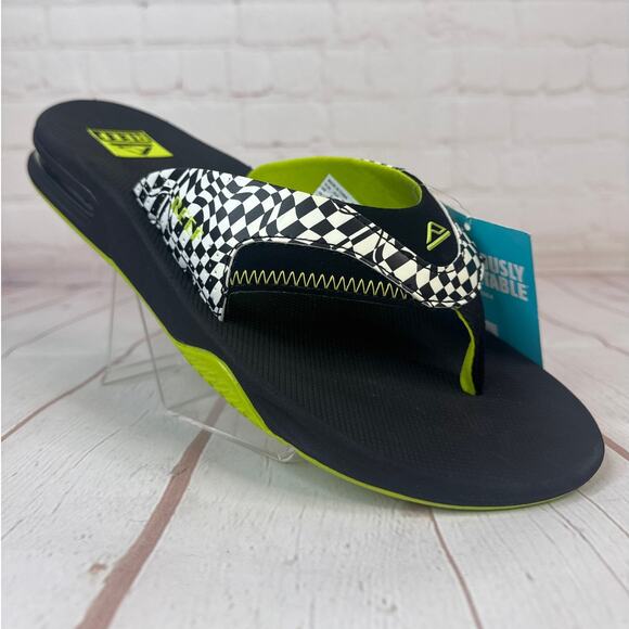 Reef Fanning Swell Checkers With Bottle Opener Flip Flops Sandals Mens Size 10 - Picture 1 of 10